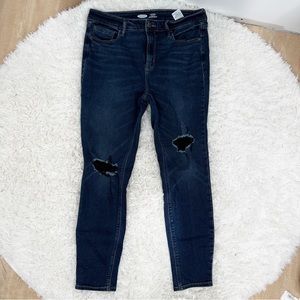 Old Navy Rockstar Super Skinny High Rise Jeans 12 Distressed Dark